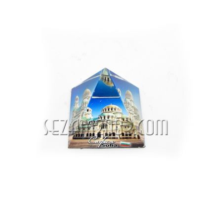 Pyramid of glass with the image of Sofia