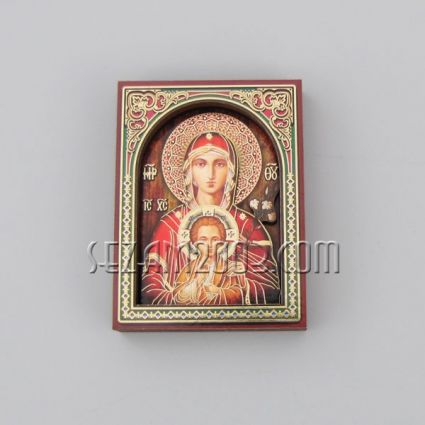 Icon three-layer of mdf + magnet - Virgin "With a flower"