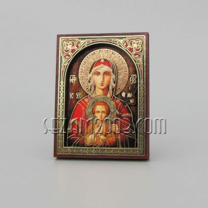 Icon three-layer of MDF - wall / table - Virgin "With a flower"