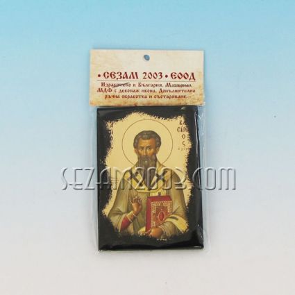 Икона от мдф с декупаж и ръчно състаряване - Св.Василий