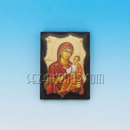 Икона от мдф с декупаж и ръчно състаряване - Богородица Григорица
