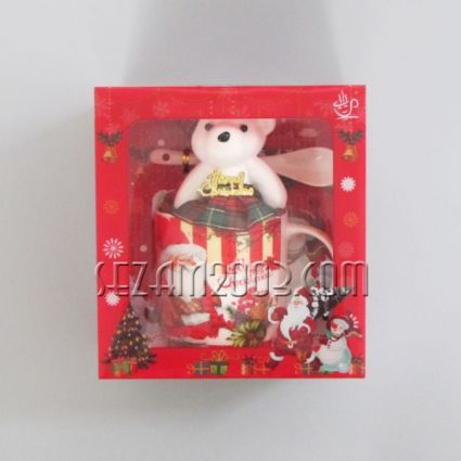 Christmas cup + BEAR + spoon of ceramics in a luxury Christmas package 