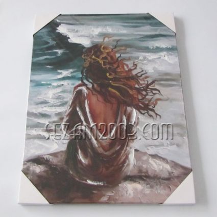 Oil painting on canvas wooden frame -50% print+50% handmade