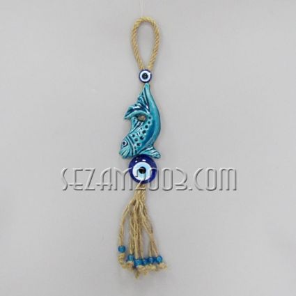 Ceramic pendant with nazar fish