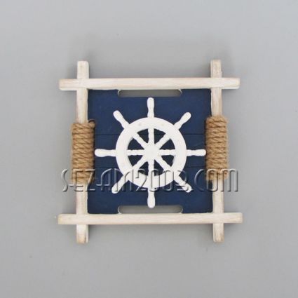 Painting/panel made of wood and ceramics with marine decor+BG