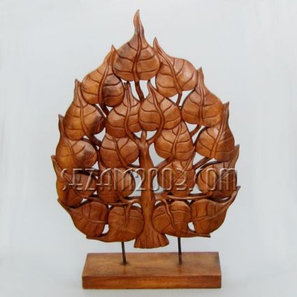 Tree with leaves - figure carving on stand
