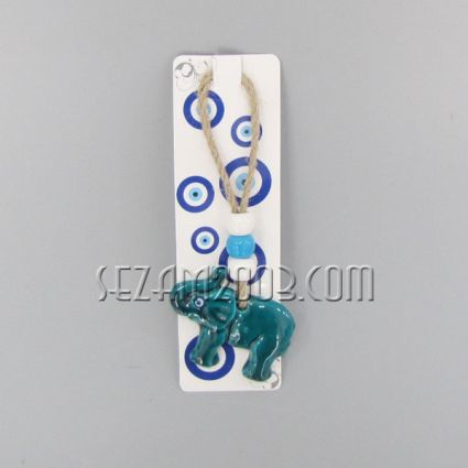 Elephant - ceramic pendant with nazar