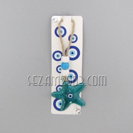 Starfish - ceramic pendant with nazar