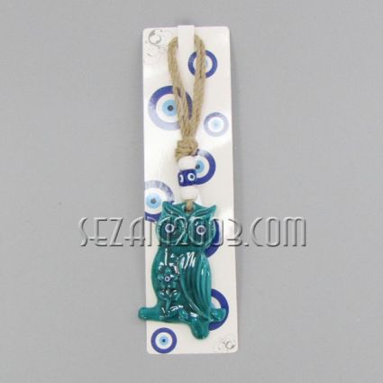 Owl - ceramic pendant with nazar