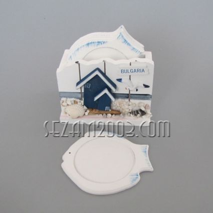 Wooden fish cup holder + BG + marine decor
