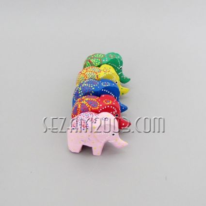 Wooden elephants decorated, 5 pcs. set