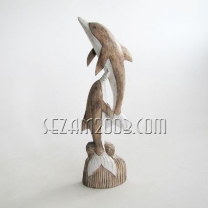 Dolphin couple - wooden figure