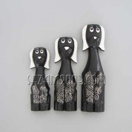 Wooden dogs 3 pcs. set decorated
