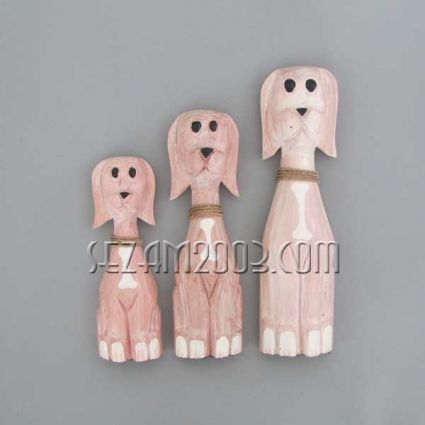 Wooden dogs 3 pcs. set decorated