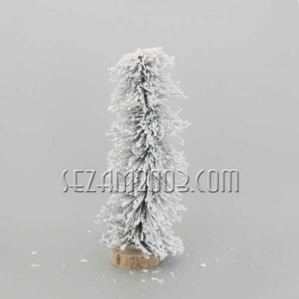 Tabletop Christmas tree made of plastic + wooden stump