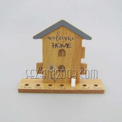 MDF desktop perpetual calendar - house
