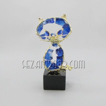CAT - figure made of gilded metal + minerals