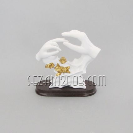 Hands with a ring - white polyresin wedding figurine