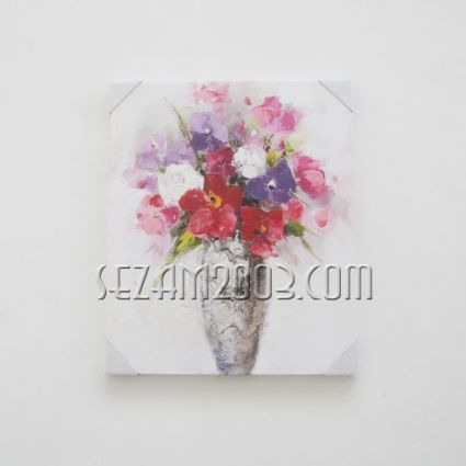 Oil painting on canvas wooden frame -50% print+50% handmade - FLOWERS