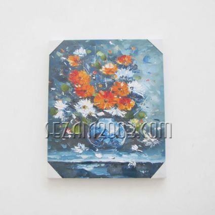 Oil painting on canvas wooden frame -50% print+50% handmade - FLOWERS