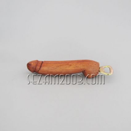 Wooden bottle opener in the shape of a penis