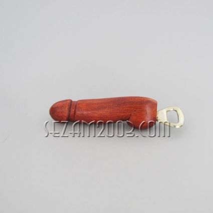 Wooden bottle opener in the shape of a penis