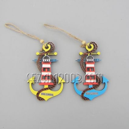 Anchor with lighthouse and rope pendant made of MDF+BG