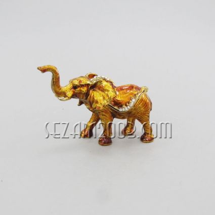Elephant - luxury jewelry box made of metal inlaid with stones