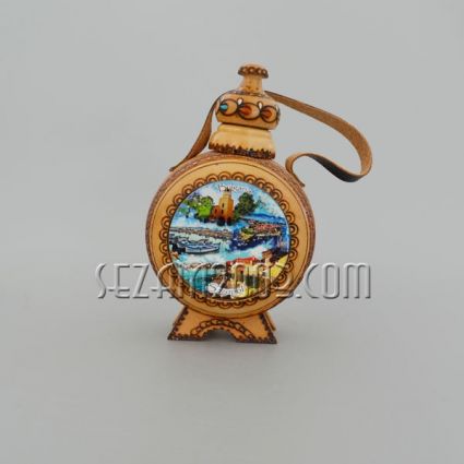 Bottle of wood with plastic container - 200ml and collage Sozopol