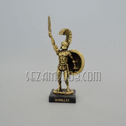 Achilles - metal figure - bronze/green patina