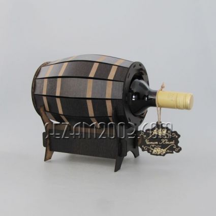 MDF barrel on a stand + 750ml bottle of wine