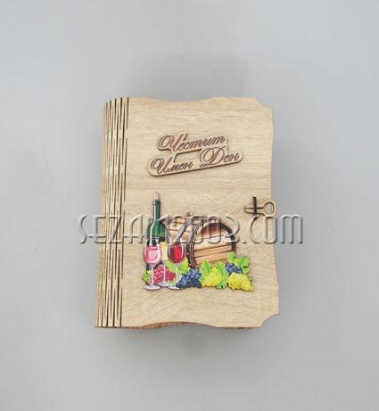 MDF book+glass+bottle of wine 200ml