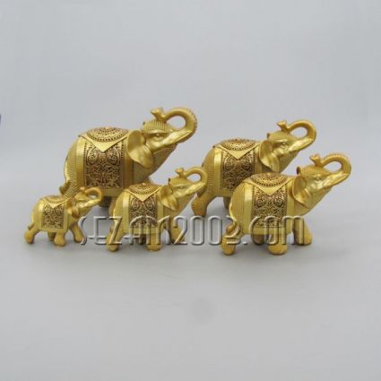 Elephants made of resin 5 pcs. decorated