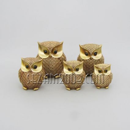 Owls 5 pieces set - figures polirezin