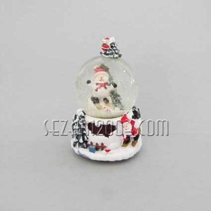 Christmas snow globe + lights + music