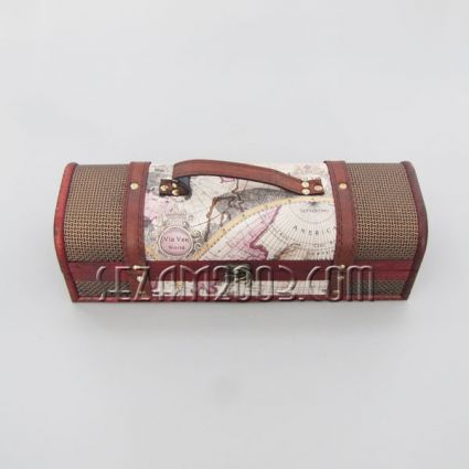 Decorated wooden wine bottle box