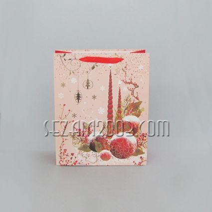 Luxury paper gift bag + brocade with Christmas decor